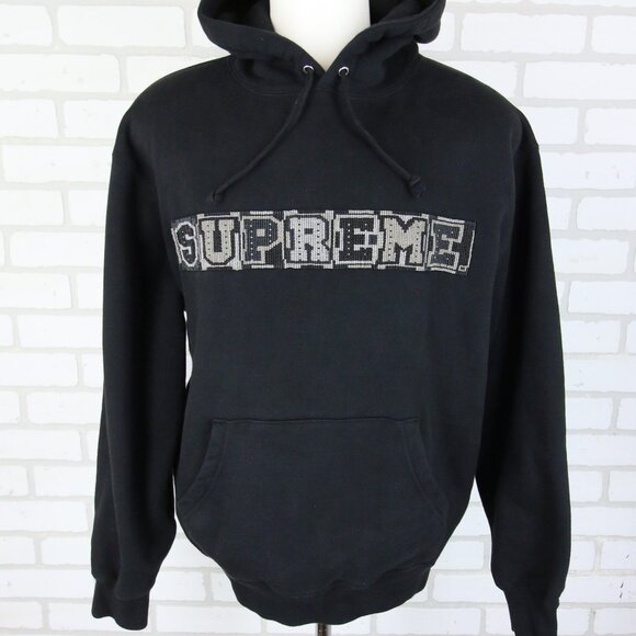 Supreme Beaded Hooded Hoodie Sweatshirt Medium (SS23) Black Colorway
